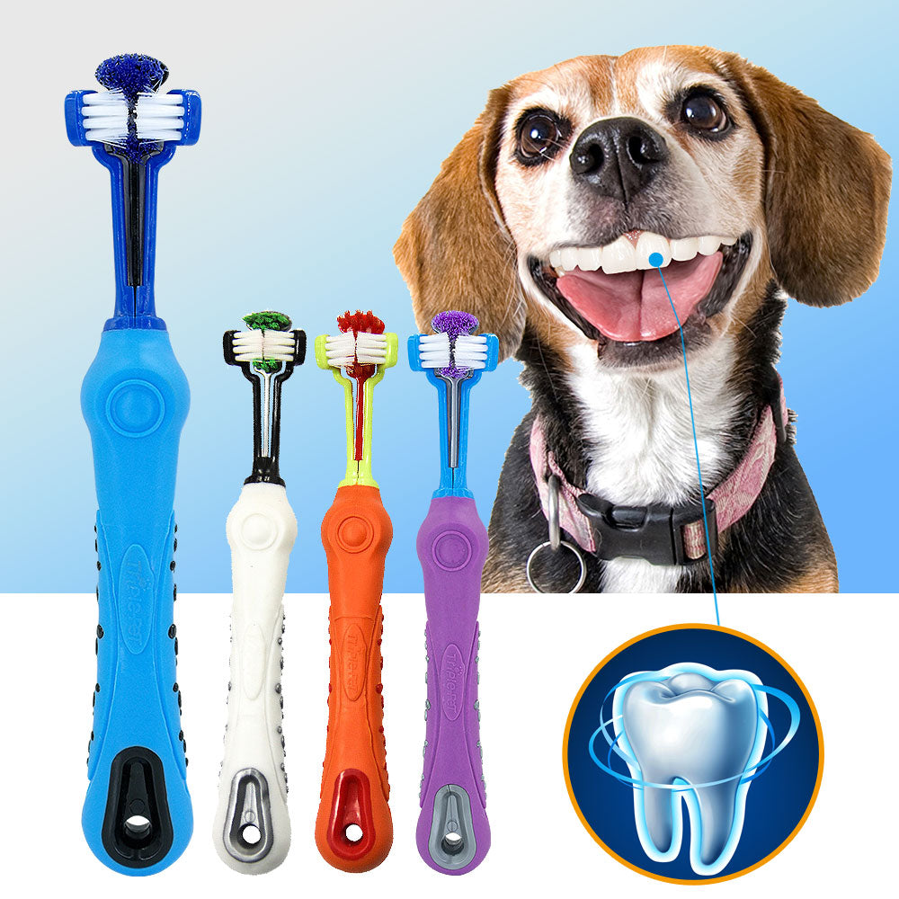 Dog Toothbrush Soft Pet Cat Toothbrush withThree Sided Dogs Rubber Tooth Brush Bad Breath Tartar Teeth Tool Pet Accessories